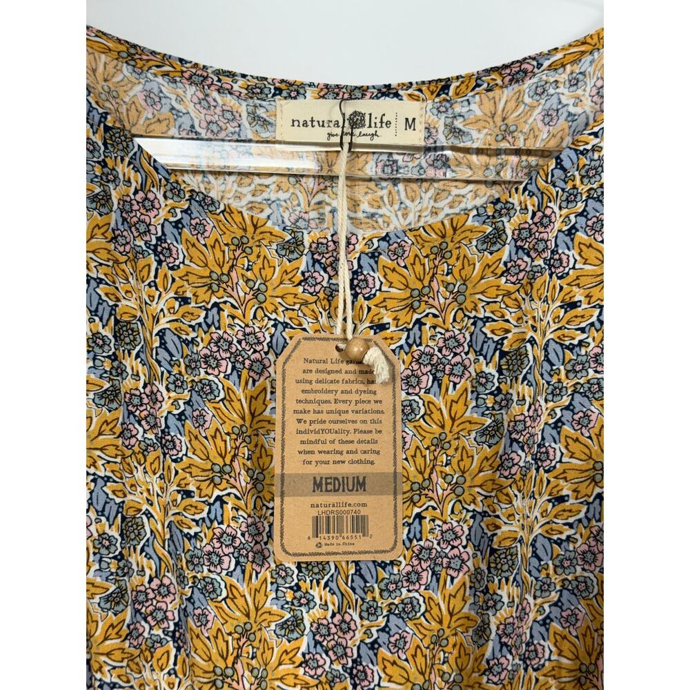 NWT Natural Life Blue Yellow Floral Christine Maxi Dress Sleeveless Comfort Sz M - Picture 7 of 12